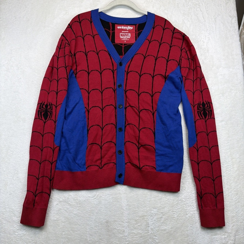 Marvel Spider-Man We Love Fine Cardigan Sweater Adult Small Comic Cosplay